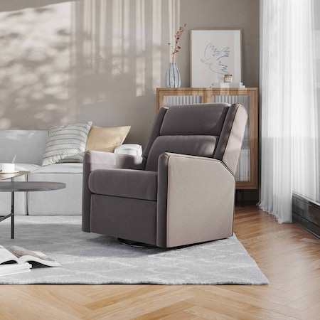 Flash Furniture Cash Swivel Glider Rocker Recliner Chair, Manual 360 Degree Swivel Recliner, Dark Gray Upholstery CY-RAC-536-DKGRY-GG